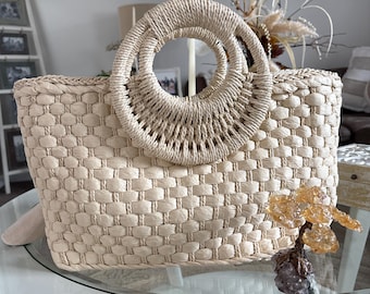 Toquilla-draagtas van stro LG - naturel