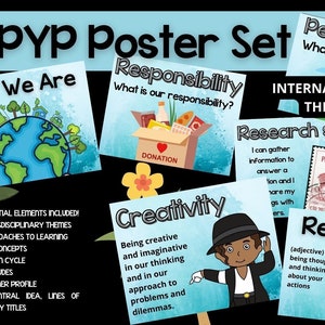 Conjunto de pôsteres para impressão do IB PYP | Pacote | Com mentalidade internacional | Diversidade | Global | Bacharelado internacional | Carreiras | Inspiração |