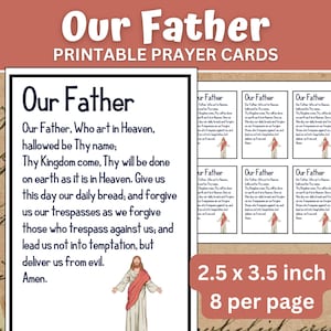 Padre Nostro / La preghiera del Signore / Scuola Cattolica / Scuola Domenicale / Educazione Religiosa / Scuola Biblica Estiva / Biglietti di Preghiera Stampabili /