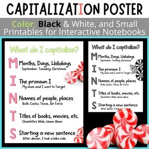 Poster met hoofdletter | MUNT | Maanden Dagen Feestdagen | Voornaamwoord I | Namen | Zelfstandige naamwoorden | Titels van boeken en films | Begin van een zin |