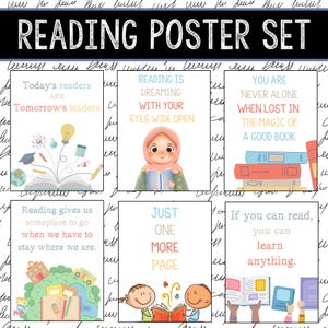 Reading Poster Set | Printable | Literacy | Library | ELA | English | Reading signs |