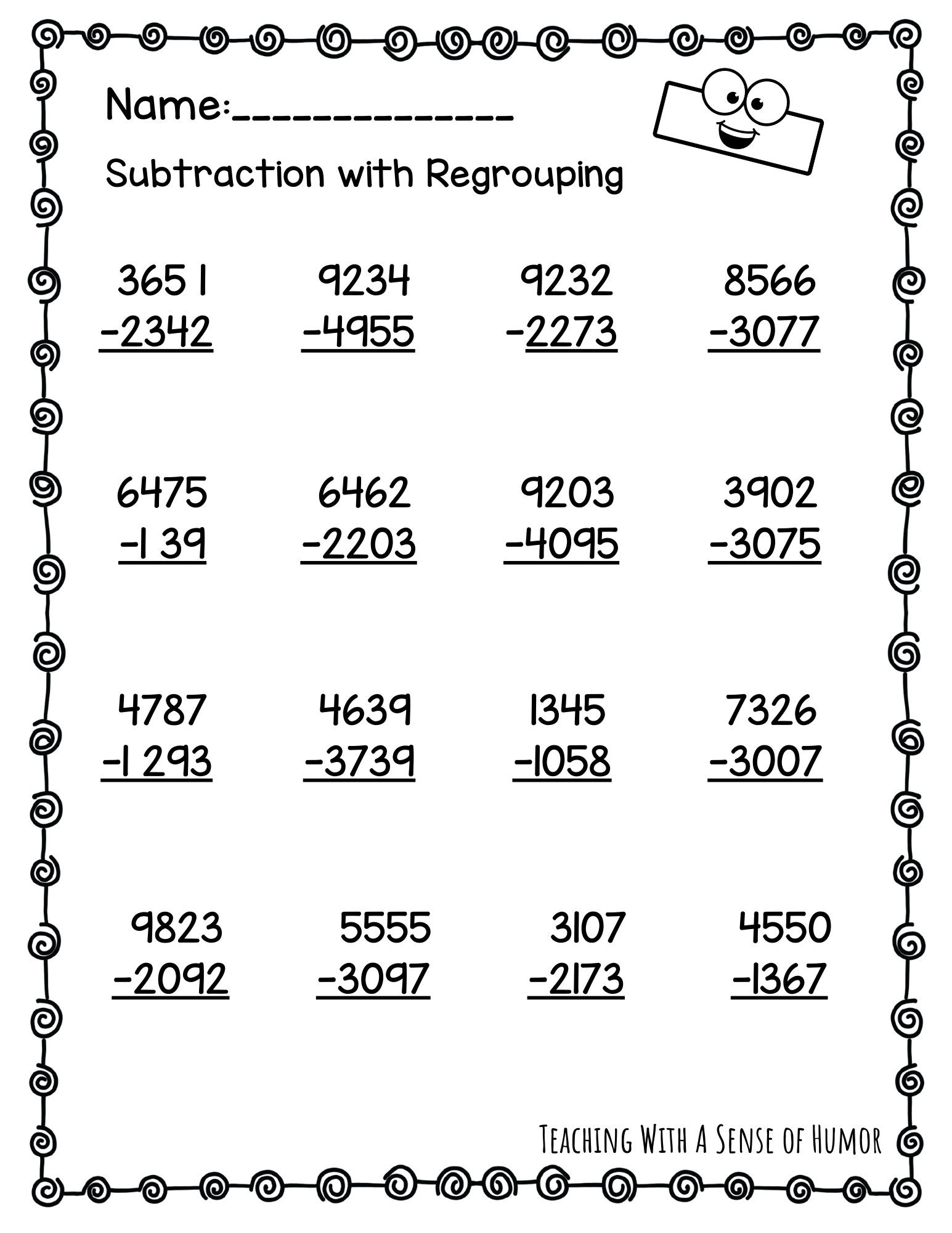 Addition and Subtraction With Regrouping Worksheets Multidigit Adding and Subtracting