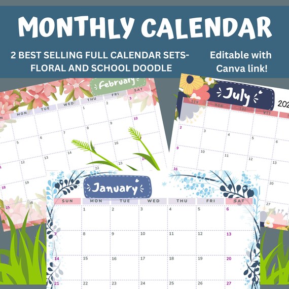 Monthly Printable Calendar Pages July 2023-july 2024 Academic Planner Teacher Office 2 Different Designs Included School Doodle and Floral - Etsy monthly-printable-calendar-pages-july-2023-july-2024-academic-planner-teacher-office-2-different-designs-included-school-doodle-and-floral-etsy