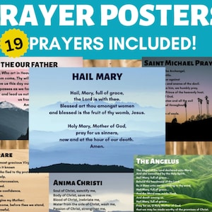 Prayer Printables Posters | Catholic School | Sunday School | Religious Education | Bulletin Board | Confirmation | Communion | Baptism |