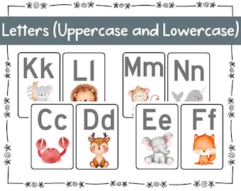 Animal Theme Alphabet & Numbers 1-10: Nursery Prints (Digital Download)