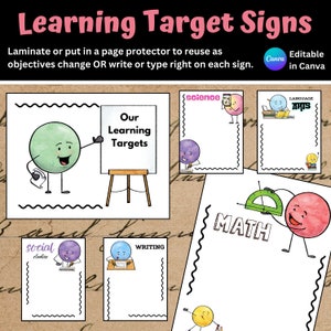 Editable Learning Target Signs: Classroom Decor (Canva)