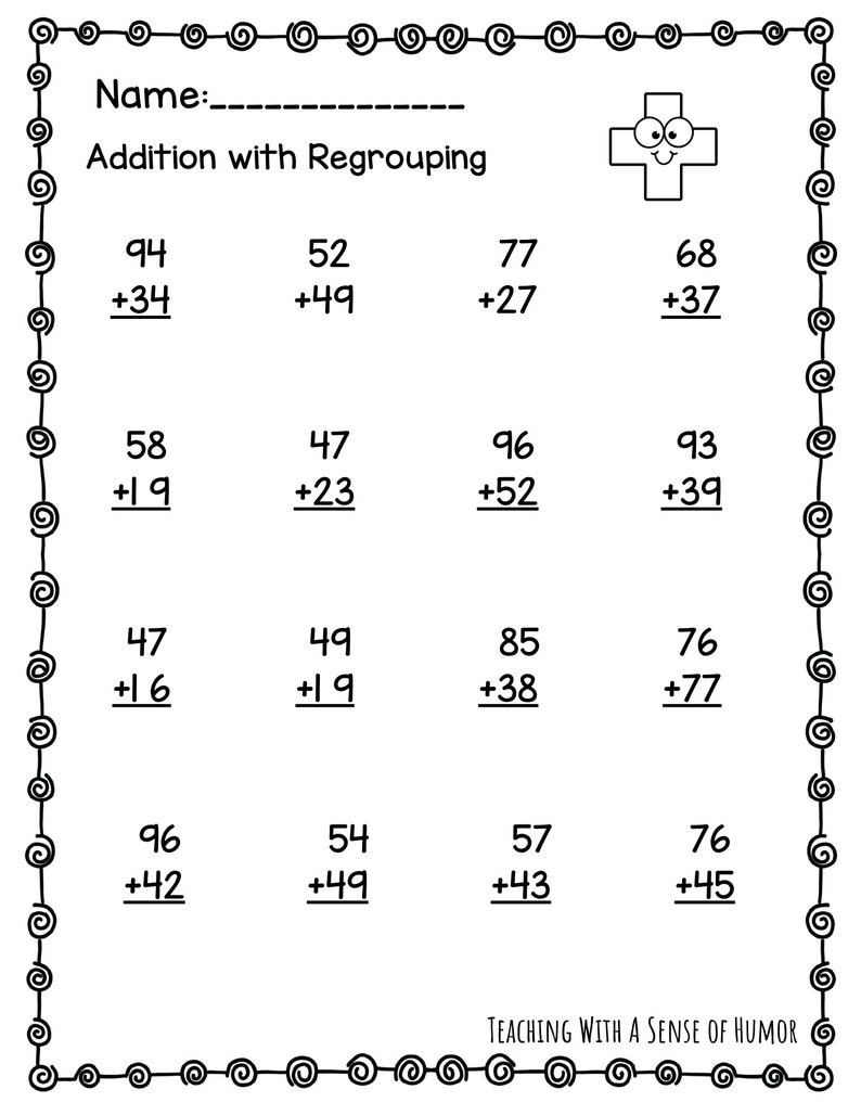 Addition and Subtraction With Regrouping Worksheets Multidigit Adding