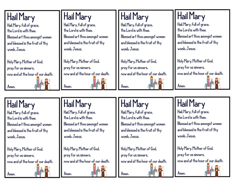 Hail Mary Prayer Cards | 2.5 X 3.5 Inch Wallet Prayer Cards | Printable ...