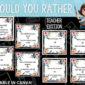 Would You Rather Teacher Edition Printable Game for Lounge | Funny Entertaining Team-Building | Get to know you game |