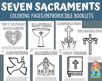 Seven Sacraments of the Catholic Church | Sunday School | Religious Education | Coloring Booklet | Posters | Catechism | Communion | Confirm