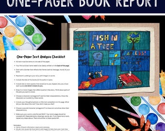 Engaging One-Pager Book Report: Literary Elements Project (Digital Download)