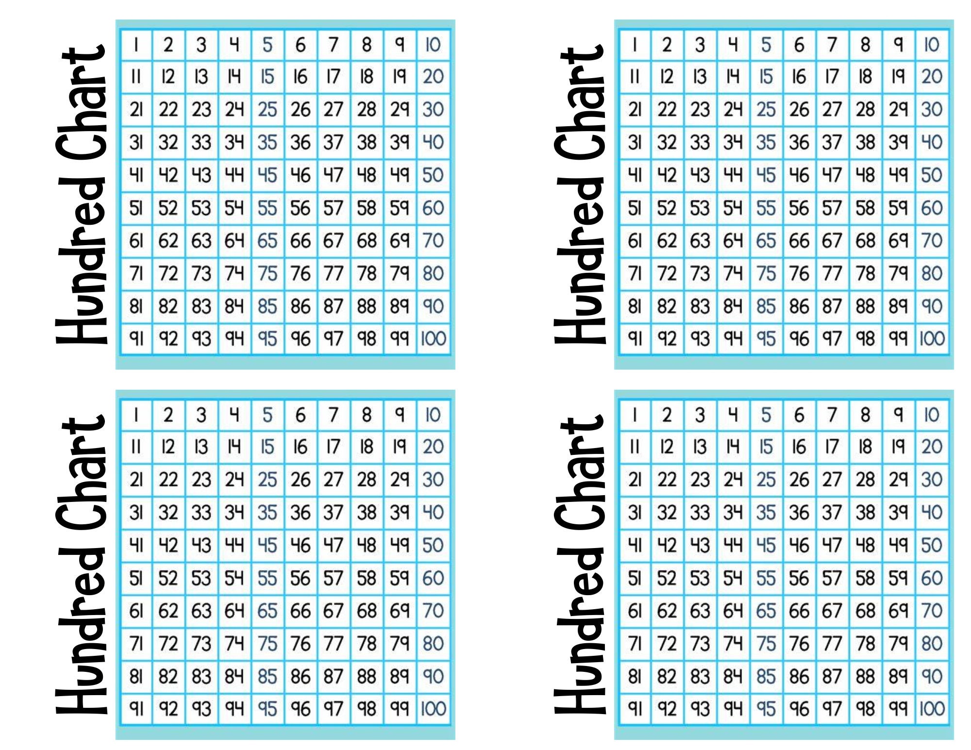 Math Visual Aids: Hundred Chart, Multiplication Table (PDF Printables ...