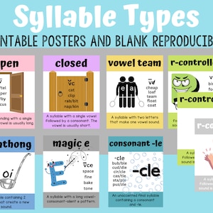 Syllable Types Poster: Phonics & Literacy Charts (Printable)