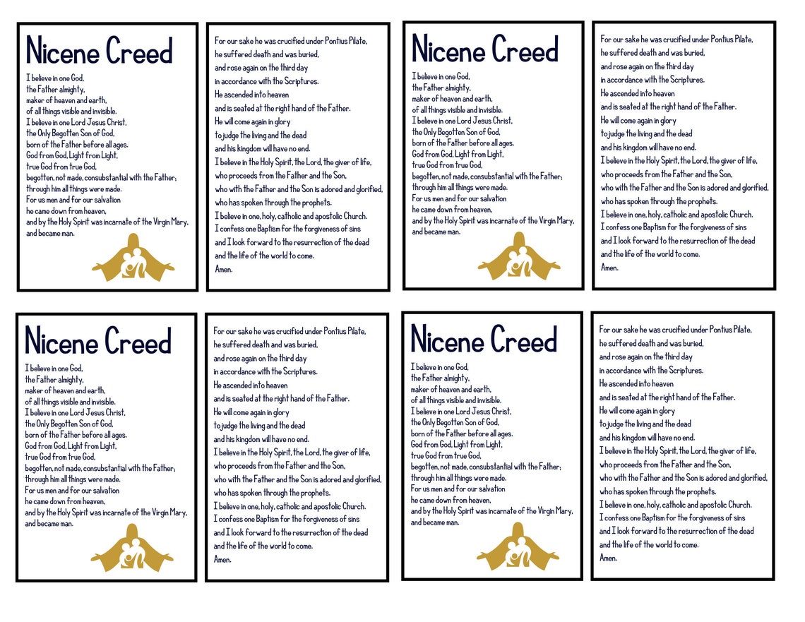 Nicene Creed Prayer Cards | Printable 2.5 X 3.5 Inch | Bible Study ...