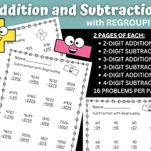 Addition and Subtraction With Regrouping Worksheets | Multi-digit ...