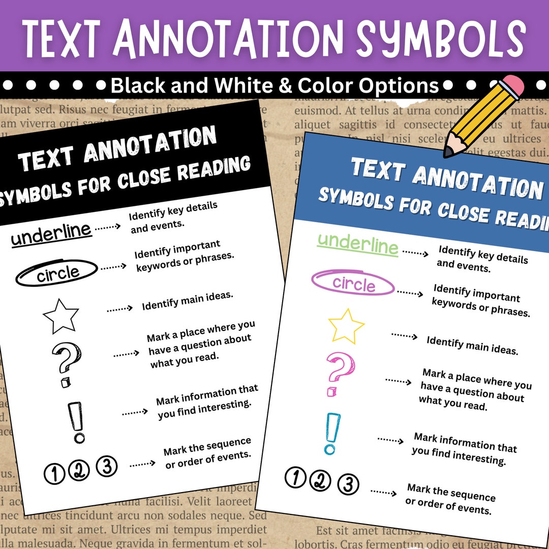 Text Annotation Symbols for Close Reading | ELA | Reading Comprehension ...