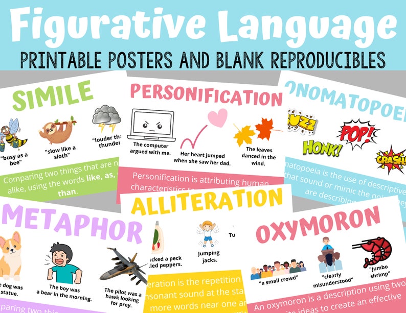 Figurative Language Bundle Posters Printables ELA Etsy