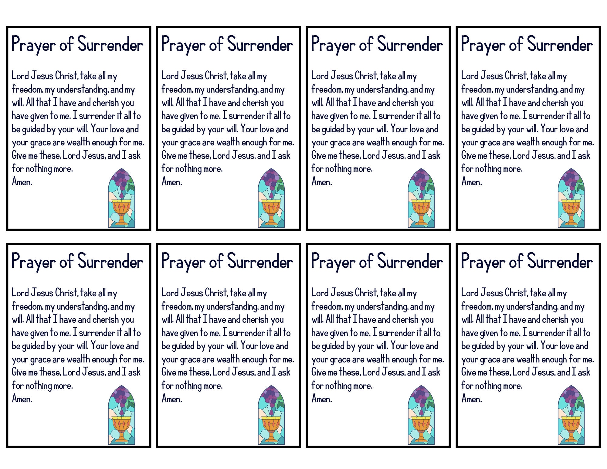 Prayer of Surrender Cards: Printable Religious Education (PDF) - Etsy