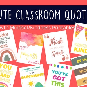 Growth Mindset Classroom Posters: Positive Kid Quotes (Digital Download)