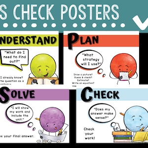 UPS Check Posters for Math | Problem-Solving Strategy | Understand. Plan. Solve. Check. | Word problems | Math Strategy | Back to School |