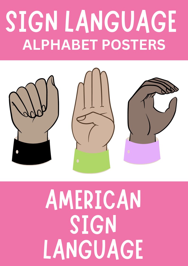 ASL Sign Language Alphabet and Numbers Poster Set for Classroom