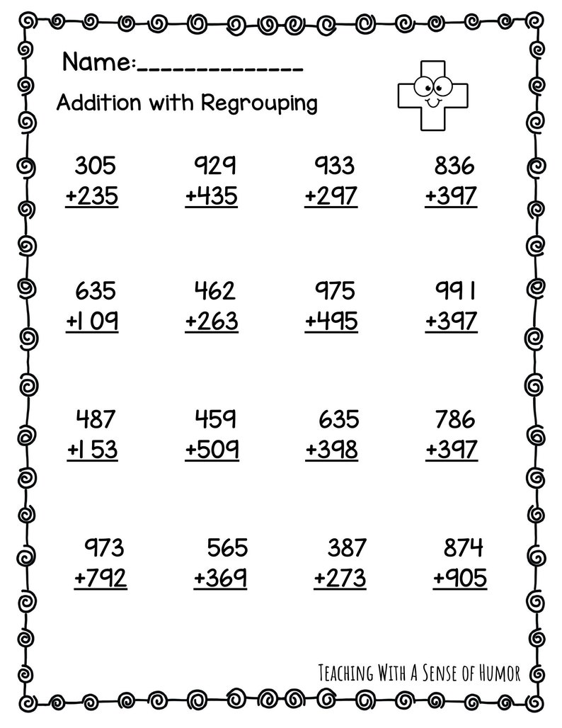 Addition and Subtraction With Regrouping Worksheets Multi-digit Adding