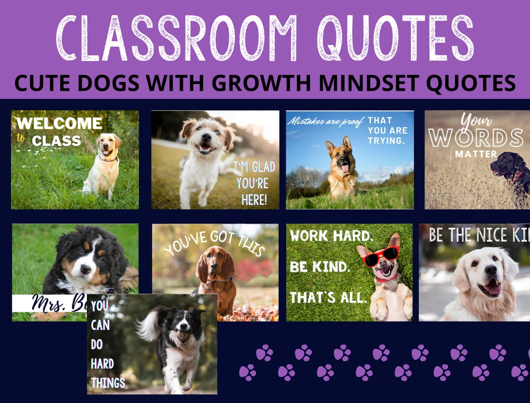 Classroom Posters: Growth Mindset Dog Theme Inspirational Decor