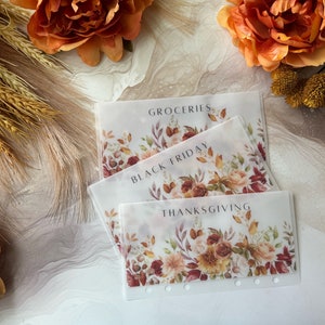 Sobres de papel vitela mate tamaño A7 para efectivo: colección con motivos florales de otoño