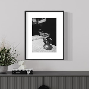 Original Black and White Martini Print, Digital Download, Martini / Cocktail Wall Art, B&W photography, Martini Print image 4