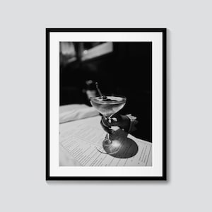 Original Black and White Martini Fine Art Print, Martini / Cocktail Wall Art, Physical Print— no printing necessary!