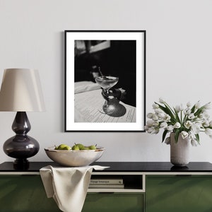Original Black and White Martini Print, Digital Download, Martini / Cocktail Wall Art, B&W photography, Martini Print image 6