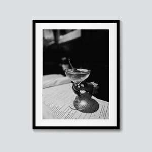 Original Black and White Martini Print, Digital Download, Martini / Cocktail Wall Art, B&W photography, Martini Print image 1