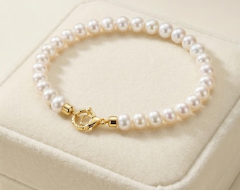 Freshwater Pearl Bracelet for Kids, Flower Girl Gift, Handmade Baptism and Birthday Keepsake.
