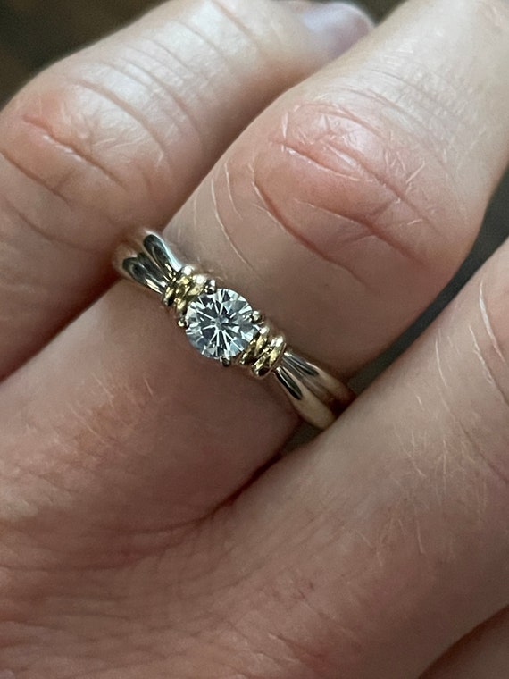 Vintage Solitaire Diamond Engagement Ring Two Tone