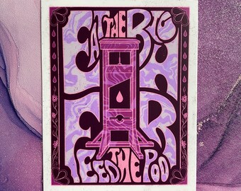 Eat The Rich, Feed The Poor psychedelic guillotine Sticker (purple)