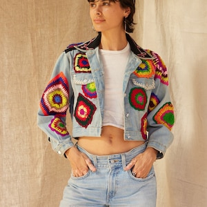 Vintage Joujou Jean Jacket Patchwork Embellished Style Light