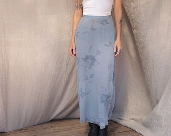 Vintage Jones New York 100% Silk Blue Floral Skirt | XS/S