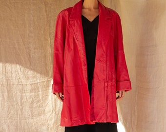 Vintage 90's Tibor Leather Made in USA Deep Collared Red - Etsy