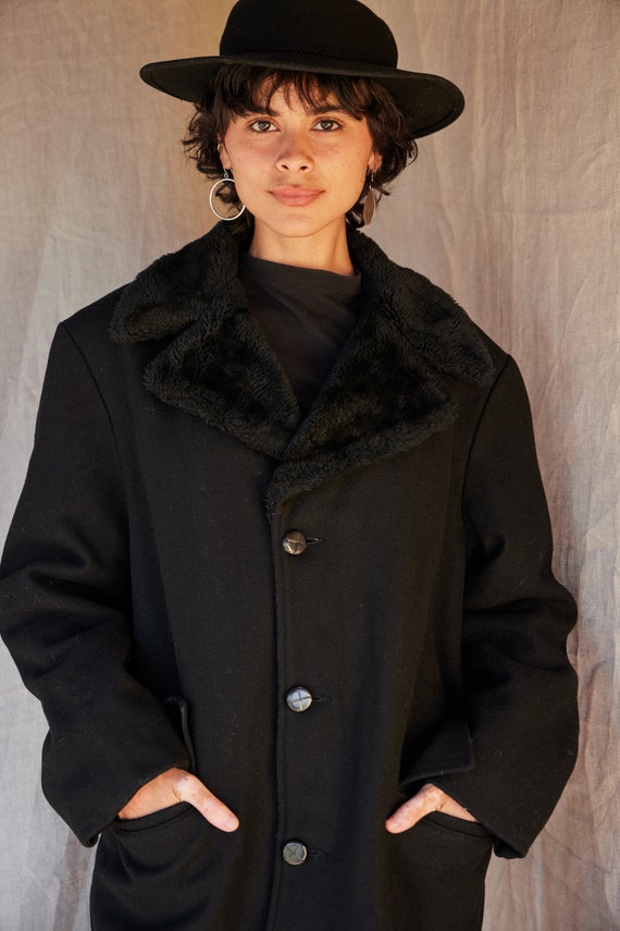 Vintage 70’s Dan Jac Heavy Duty Black Wool Winter… - image 3