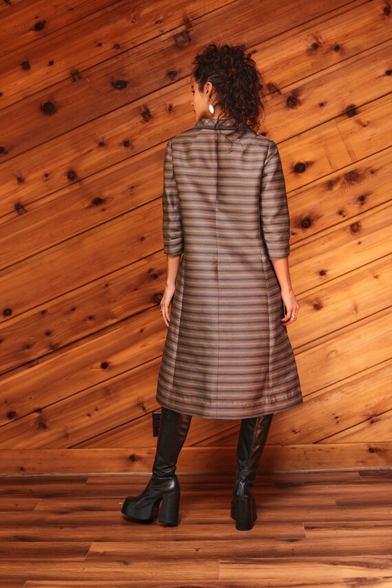 Vintage 60's/70's Mod Brown And Gray Striped Coat… - image 5