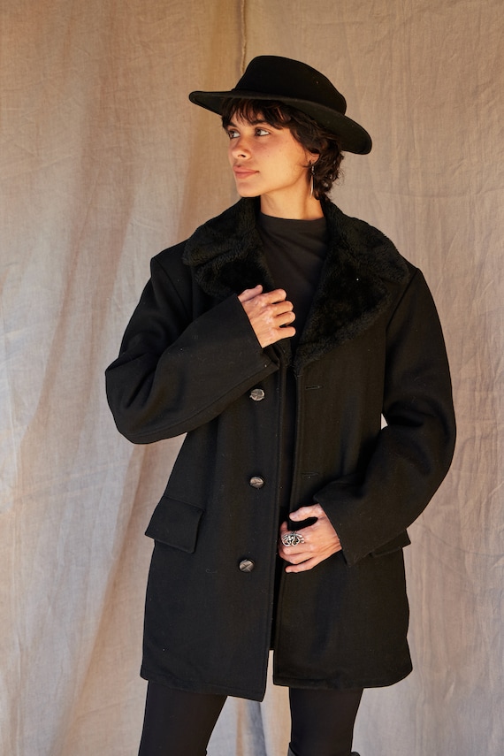 Vintage 70’s Dan Jac Heavy Duty Black Wool Winter… - image 2