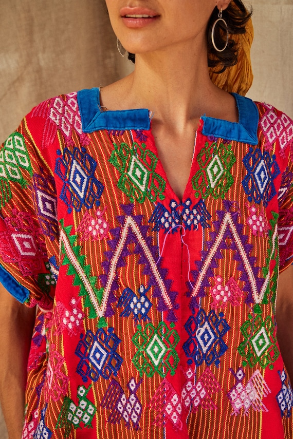 Vintage Guatemalan Handmade Cotton Huipil Velvet … - image 6