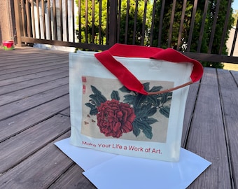 Floral Art Tote Bag: Chinese Japanese Style Cotton Canvas Bag