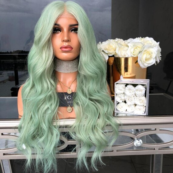 Green Mid-length Curly Wigs Wavy Long Wig Cosplay Wigs