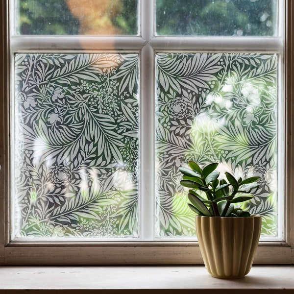 PVC-free Tropical Leaf Privacy Window Film, Nature Film, Floral Window film, Window Cling