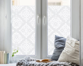 Modern lace privacy film, window cling, floral window film, nature window film