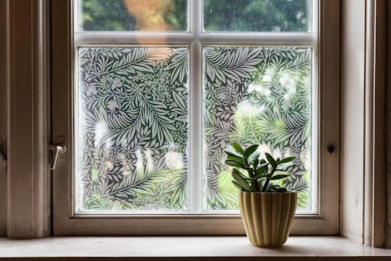 PVC-free Tropical Leaf Privacy Window Film, Nature Film, Floral Window film, Window Cling