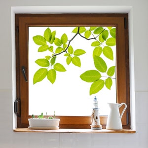 PVC-free Green Branch Privacy Window Film, Frosted Window film, Eco-Friendly Window Cling