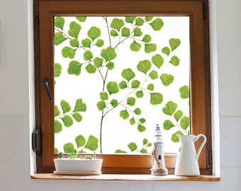 PVC-free Leaf Privacy Window Film, Frosted Floral Window film, Window Cling