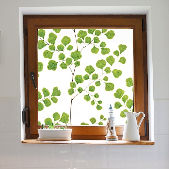 PVC-free Leaf Privacy Window Film, Frosted Floral Window film, Window Cling